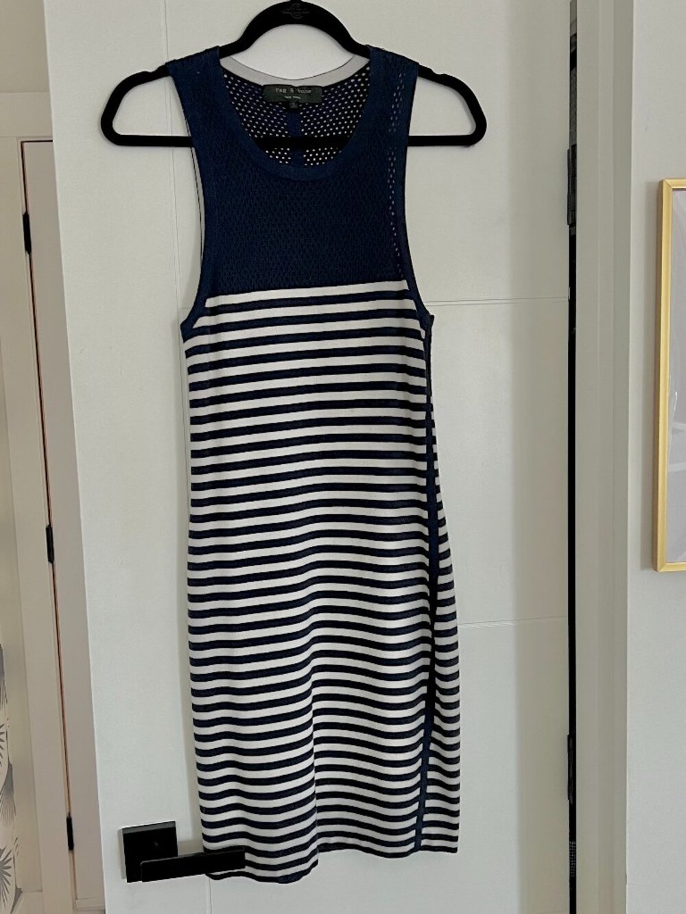 rag & bone Giselle Mesh-Inset Striped Mini-Dress